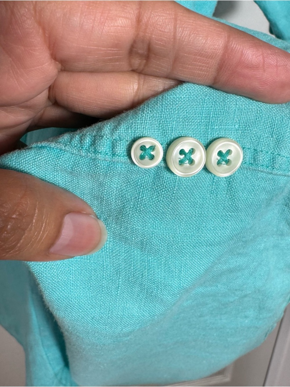 Polo Ralph Lauren Men's XL 100% Linen Shirt Aqua Short Sleeve Button Down - Picture 5 of 7